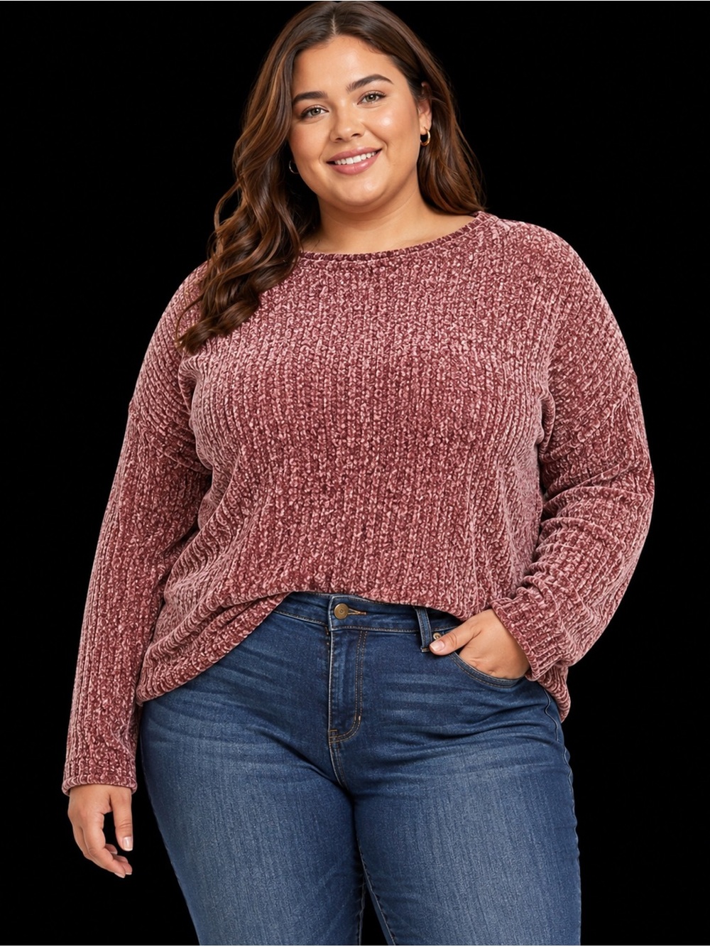 Sz XL Arizona Jean Co. Extra Soft Chenille Sweater True Rust spray